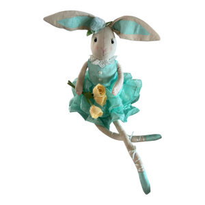 Ballerina Bunny Rabbit Teal Dress Yellow Flowers. 28”