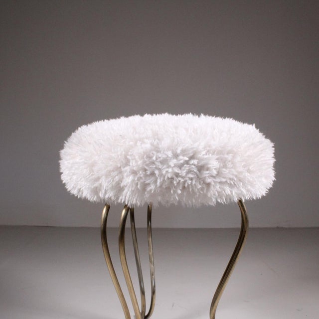 Set of Stools in Brass and Leather, in Good conditions. Designed 1950 to 1959