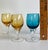 1960s Vintage Empoli Italy Twisted Stem Cordial Glasses – Peacock Blue & Amber - Set of 4 For Sale - Image 5 of 5