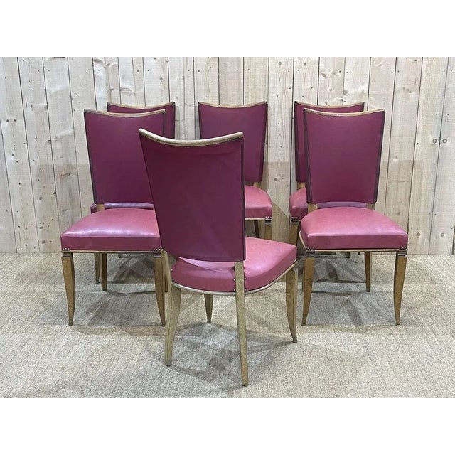 Beech and Skai Chairs, 1930s, Set of 6 For Sale - Image 4 of 12