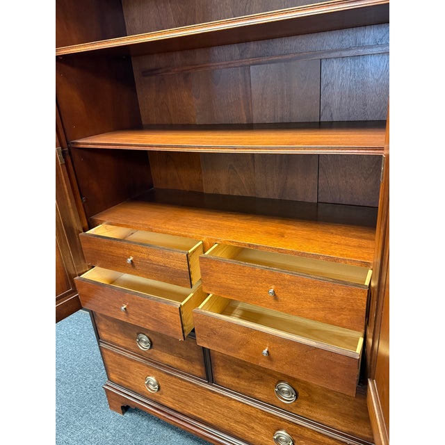 Traditional Ethan Allen “Newport” Collection Figured Mahogany Armoire For Sale - Image 3 of 12
