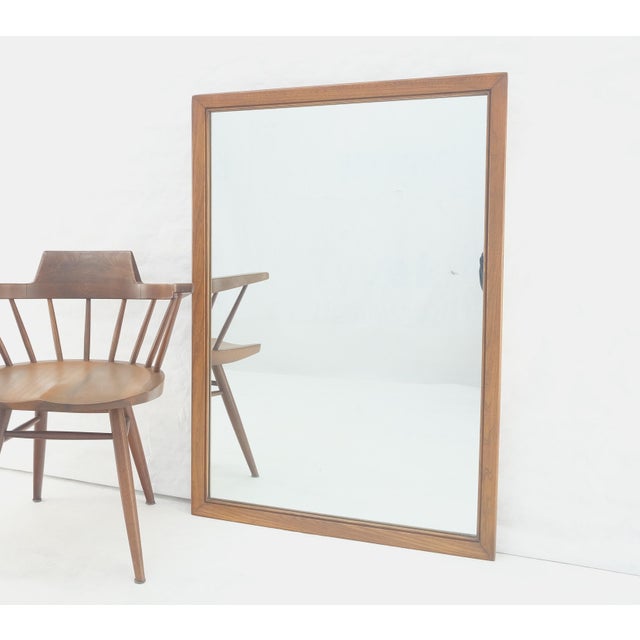 Solid Walnut 31x45 Rectangle Frame Mid Century Modern Wall Mirror MINT For Sale - Image 9 of 11