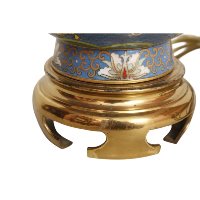 1960s Chinese Cloisonné Double Dragon Table Lamp For Sale - Image 9 of 9