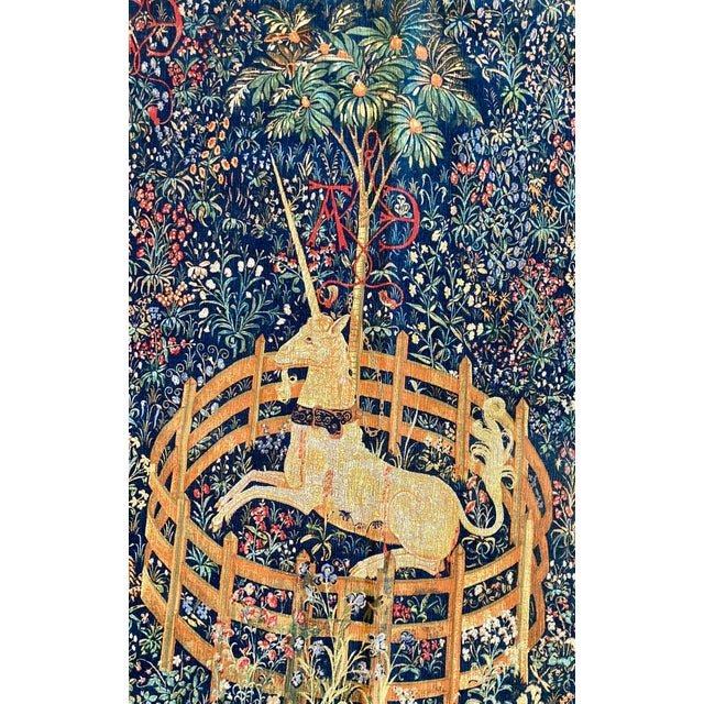 A French vintage Editions D'art De Rambouillet reproduction tapestry of the famous medieval Unicorn in Captivity tapestry...