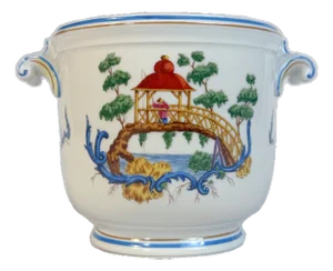 Vintage Richard Ginori Petite Porcelain Chinoiserie Cachepot Planter