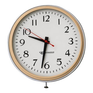 Vintage Edwards Industrial Electric Wall Clock With Aluminum Case – Mid-Century Modern For Sale