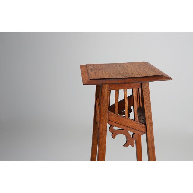 Mid-Century Modern French Art Deco Pedestal Console in Oak, 1920s For Sale - Image 3 of 12