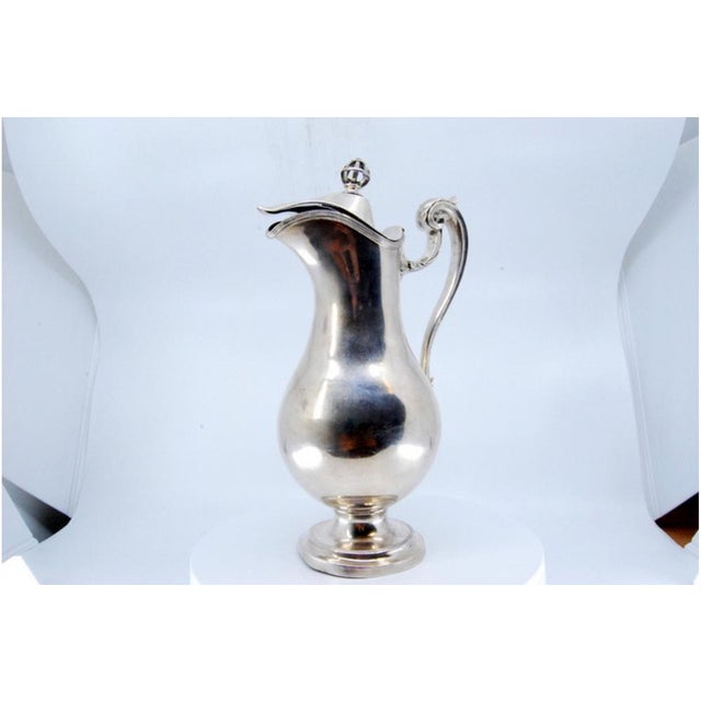 Metal Smooth Silver Jug with Knob on Hinged Lid For Sale - Image 7 of 10