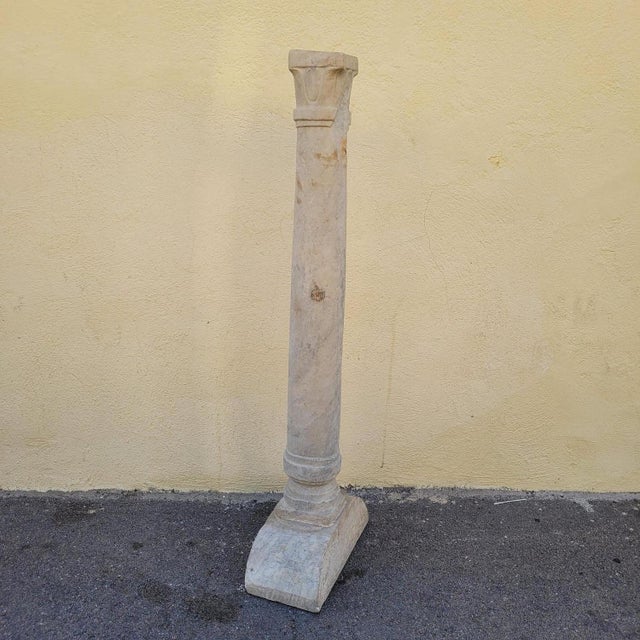 Column in Sculpted White Marble For Sale - Image 17 of 18