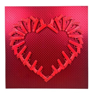 Charles Gitnick Heart of Guns Red Conceptual Mix Media 2024 For Sale