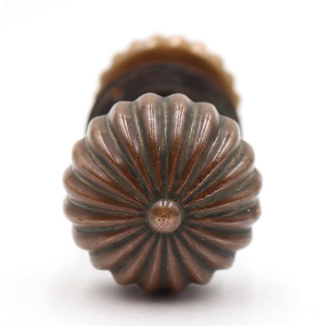 Vintage Bronze Fluted Passage Door Knob & Plate Set For Sale - Image 4 of 11