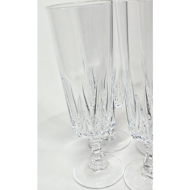 Glass Vintage French Champagne Flutes- Set of Four For Sale - Image 7 of 14