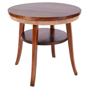 Mid-Century Italian Two-Tier Round Rope and Chestnut Wood Coffee Table, 1950s