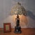 Distressed Retro Iron Carved Table Lamp For Sale - Image 4 of 5