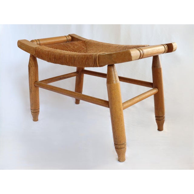 Vintage Curved Low Stool or Footstool With Rush Seat For Sale - Image 12 of 15