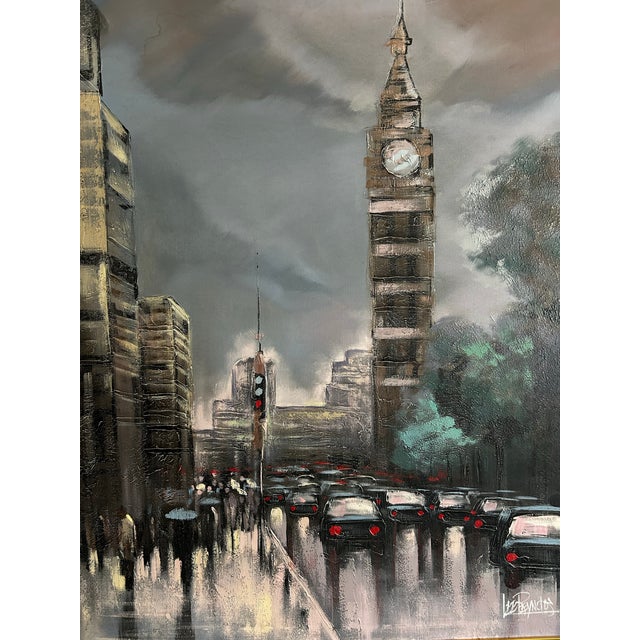 Mid-Century Modern Mid Century Modern Impresssionist Painting of Big Ben in London by Lee Reynolds For Sale - Image 3 of 7