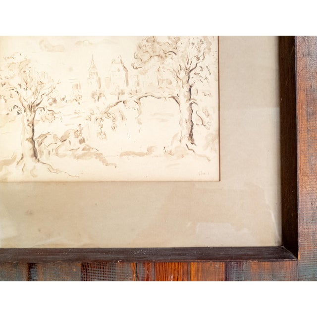 20th Century American Pen and Ink Drawing of Central Park New York City, Signed Bell For Sale - Image 9 of 13