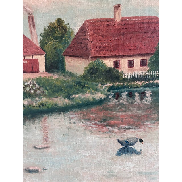 Vintage Original Landscape Oil Painting, Signed Farmhouse Art For Sale - Image 9 of 18