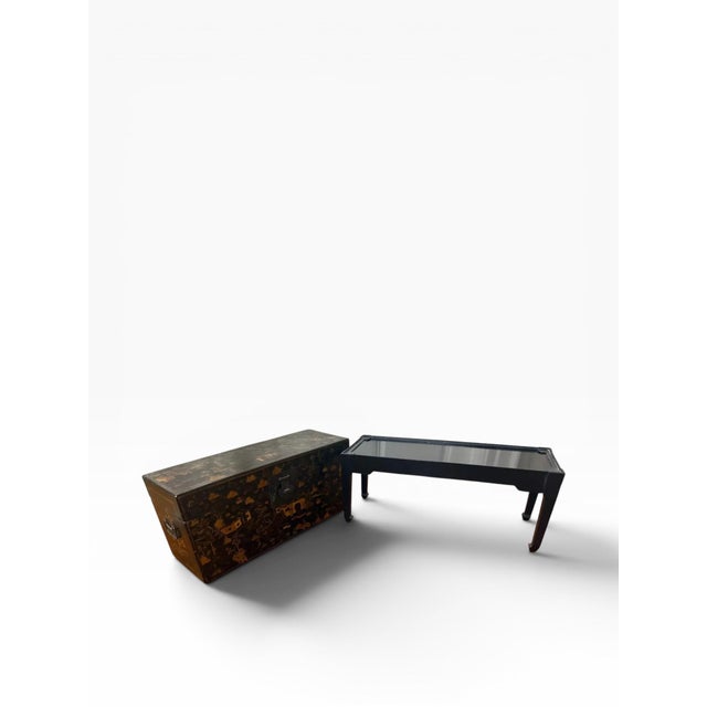 Early 20th Century Chinese Chinoiserie Lacquered Chest on Stand With Certificate of Antiquity For Sale In Boston - Image 6 of 14