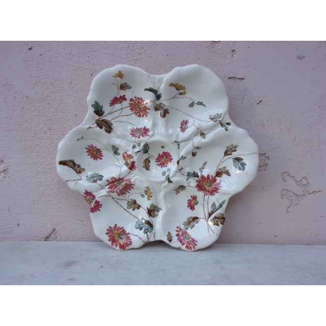 C.1890 English Oyster Plate With Flowers Adderley For Sale - Image 10 of 10