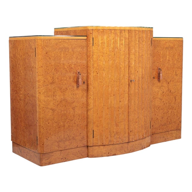 Exceptional Antique Art Deco Maple Wood Bar Cabinet or Sideboard 1930s For Sale