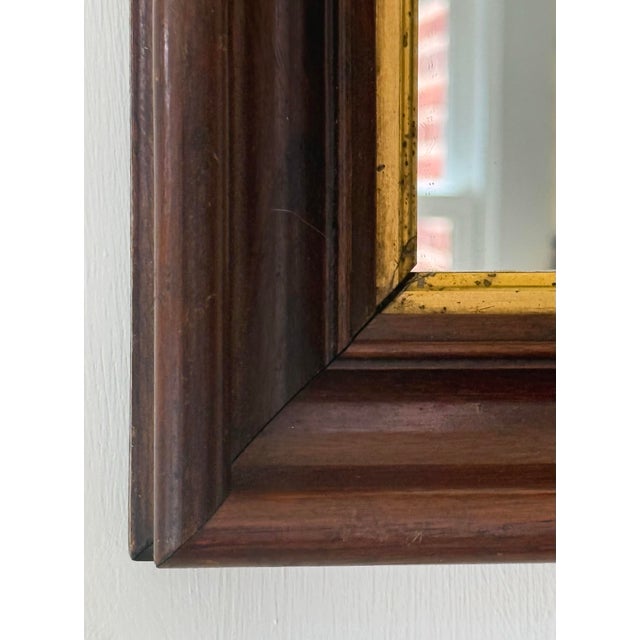 American Early 20th Century American Walnut Wood With Gold Gilt Framed Wall Mirror For Sale - Image 3 of 12