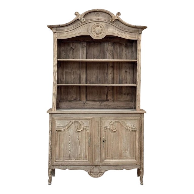 19th Century French Normandy Louis Philippe Period Stripped Pine Buffet À Deux Corps ~ Bookcase For Sale