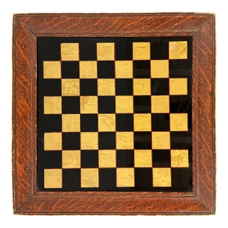 19th Century Reverse Glass Painted and Gilt Chess Board For Sale
