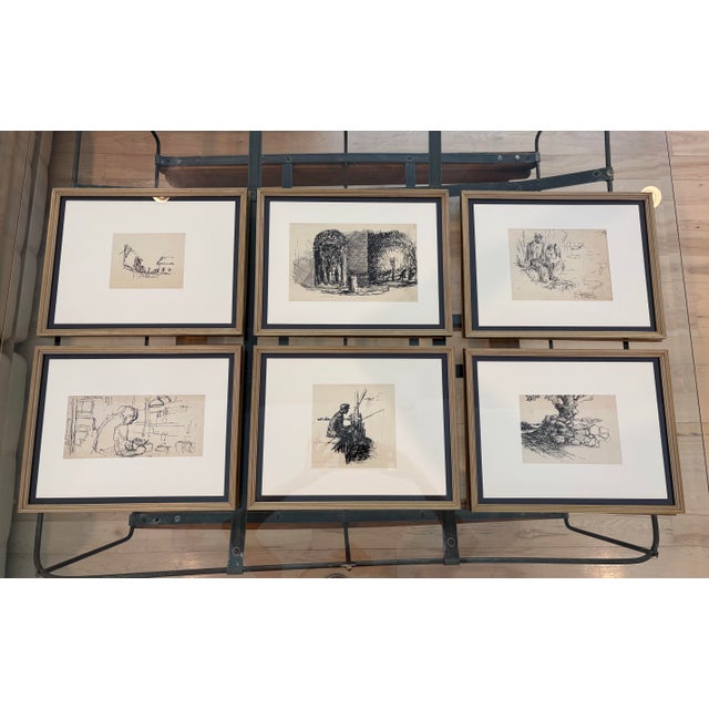 A striking collection of six original vintage pen-and-ink drawings acquired from the studio collection of an unidentified...