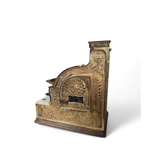 Antique Gilded Bronze Cash Register with Relief Carving, 1930 For Sale - Image 13 of 18