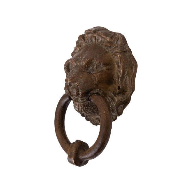 19th Century Antique Bronze Lions Head Door Knocker, 1880s For Sale - Image 5 of 8