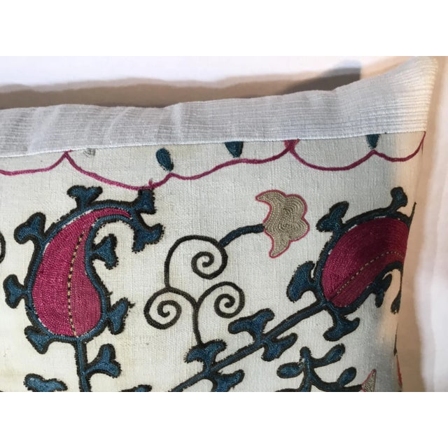 Asian Antique Hand-Embroidered Suzani Pillow For Sale - Image 3 of 13