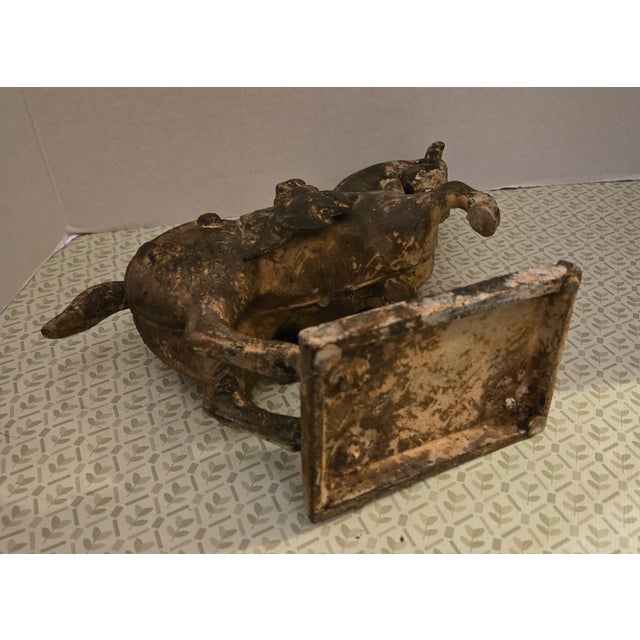 Antique Ming Heavy Iron War Horse. For Sale In Saint Louis - Image 6 of 9