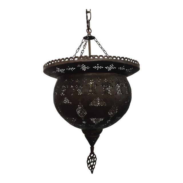 Antique 19th Century Hand-Crafted Moorish Pierced Brass Turkish Chandelier For Sale