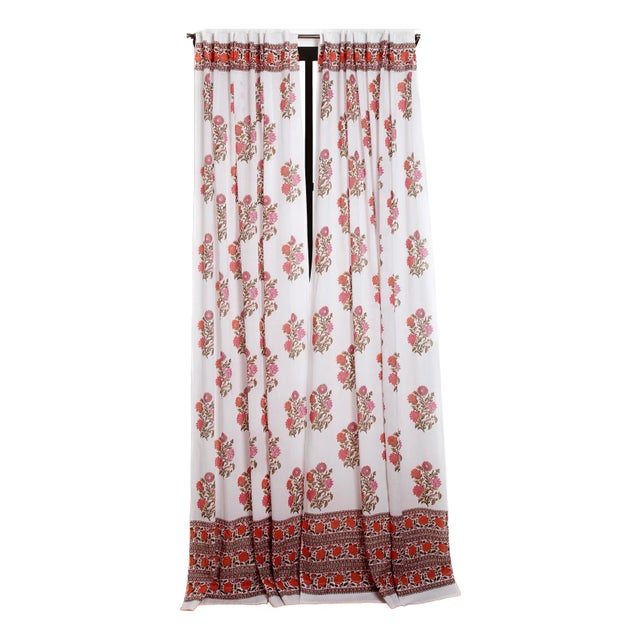 Sanya 45" X 96" Pink & Orange Curtain For Sale