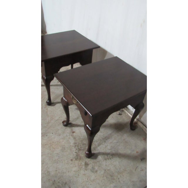 Statton Furniture 1980s Pair Statton End Side Tables Cherry Designer For Sale - Image 4 of 9