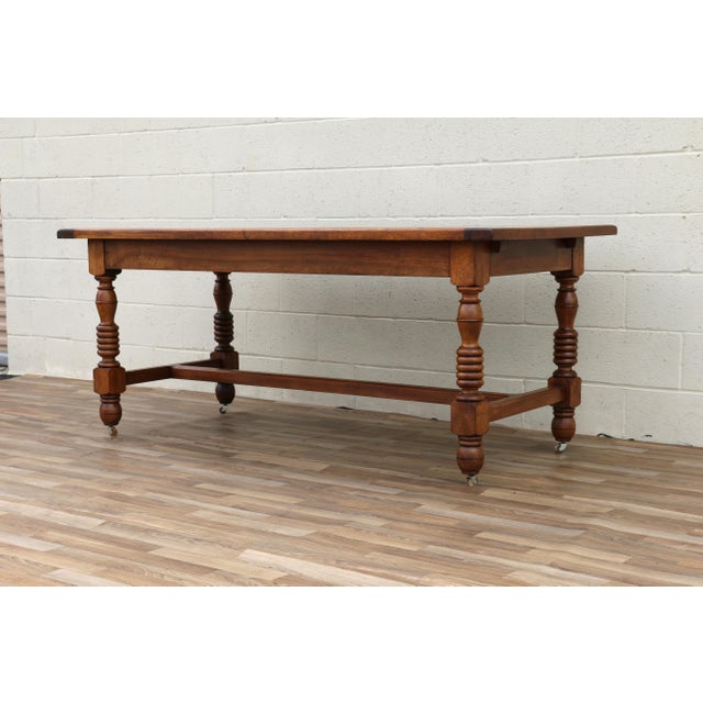 Antique French Provincial Dining Table by Camard | Solid Walnut Farmhouse Table | Made in France, 1940s For Sale - Image 15 of 18