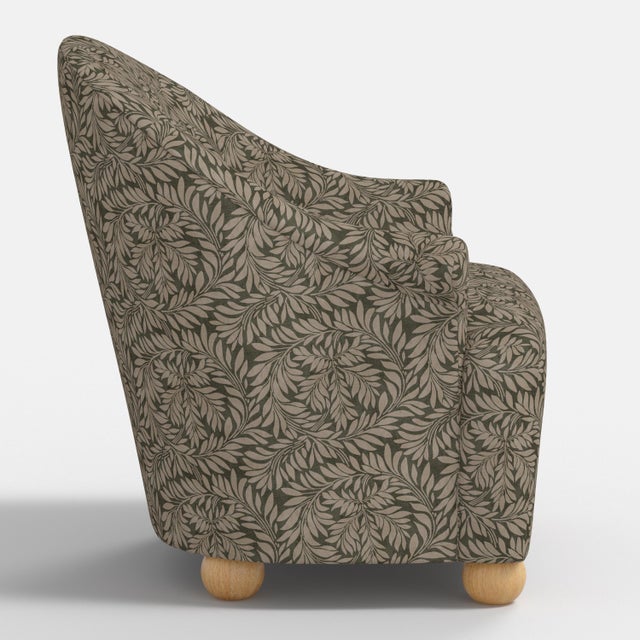 Stoffer Home x Cloth & Company Marie Bun Foot Chair in Geogian Vine Olive and Mauve For Sale In Chicago - Image 6 of 8