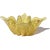 Beautiful vintage Murano hand blown bright yellow and gold flecks Italian art glass ribbed with spike corners bowl / cigar...