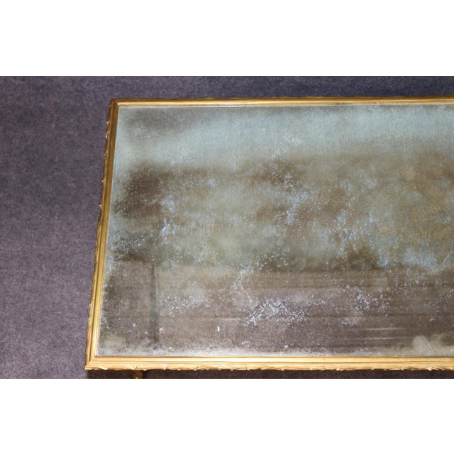 1950's Maison Bagues Bronze and Distressed Mirror Top Coffee Table For Sale In Philadelphia - Image 6 of 12