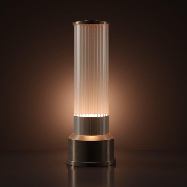 Brown CANDLESTICK Rechargeable Cordless LED Table Lamp, 3-Levels Brightness Touch Sensor Control, Brushed Brass For Sale - Image 8 of 14