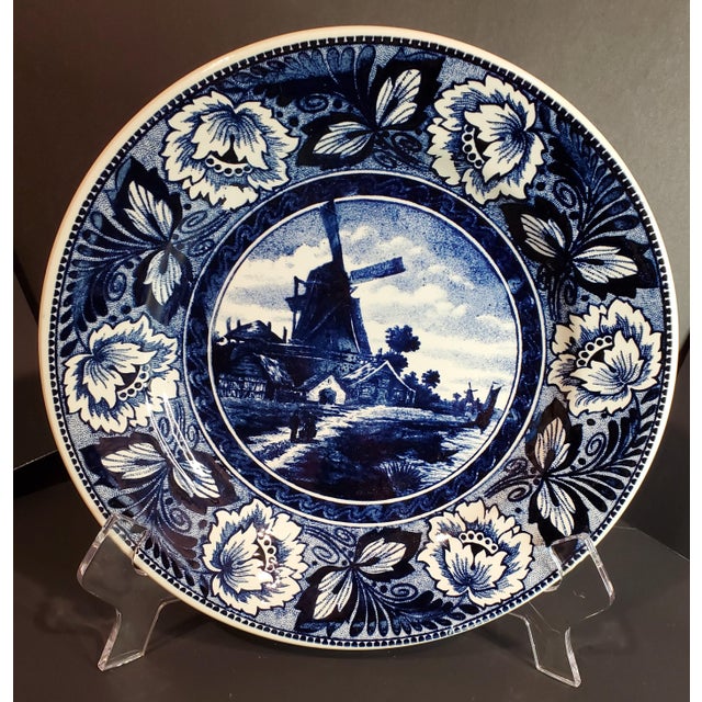 Mid 20th Century Delfts Blue Boch Belgium Porcelain Plate Chairish
