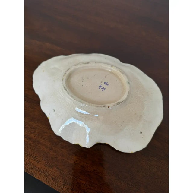 English Exceptional Early 19th Century English Majolica Begonia Leaf Plate, Signed For Sale - Image 3 of 3