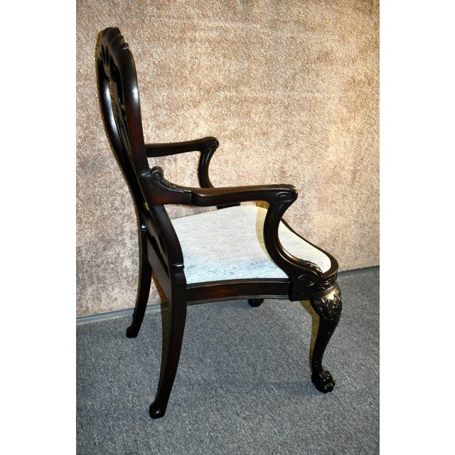 Traditional Carved Mahogany Armchair Antique Queen Anne Georgian Shell Motif Accent For Sale - Image 3 of 13
