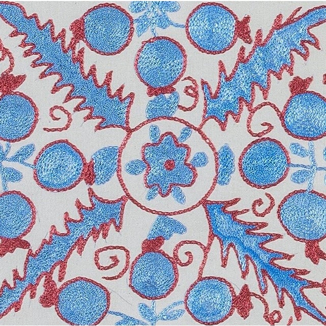 Decorative cushion cover made of hand embroidery silk on linen background, flowers and vine motifs, linen backing with...