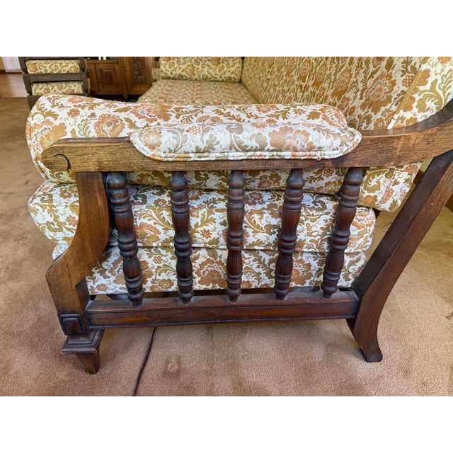 Vintage 1970s Mediterranean Living Room Set With Sofa, Chair & Ottomans For Sale - Image 9 of 14