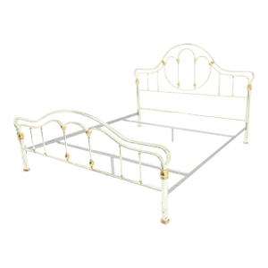 Brass & Silver Plated King Size Hollywood Regency Bed Frame Rails Mid Century