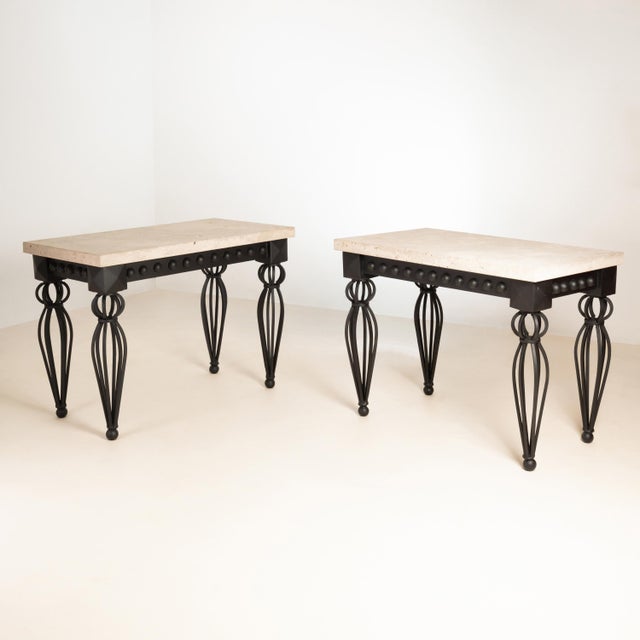 Vintage Coffee Tables in Brass and Iron, 1950s, Set of 2 For Sale - Image 6 of 6
