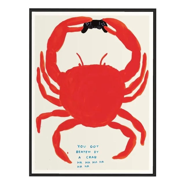 David Shrigley, You Got Beaten by a Crab, 2021, Lithograph Poster, Framed For Sale