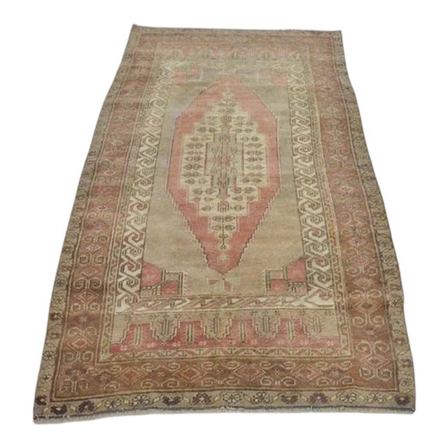 Antique Muted Pink Oushak Rug For Sale